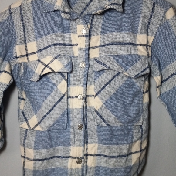 Sz 6-7 Zara Boys Flannel Shrit Blue Plaid Longsleeve Button Down Top - Picture 6 of 10